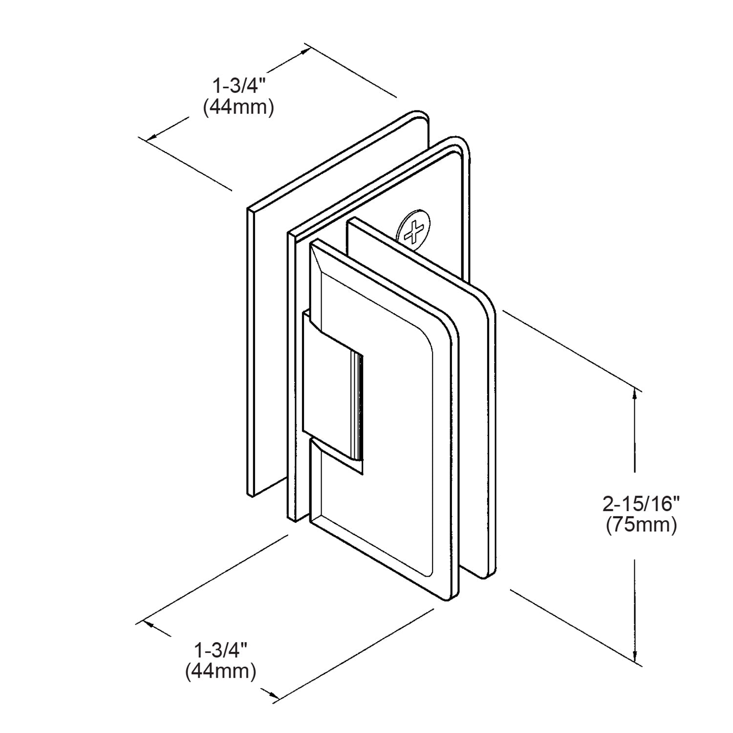 CRL Brushed Nickel Trianon 092 Series 90 Degree Glass - to - Glass Hinge TR1092BN