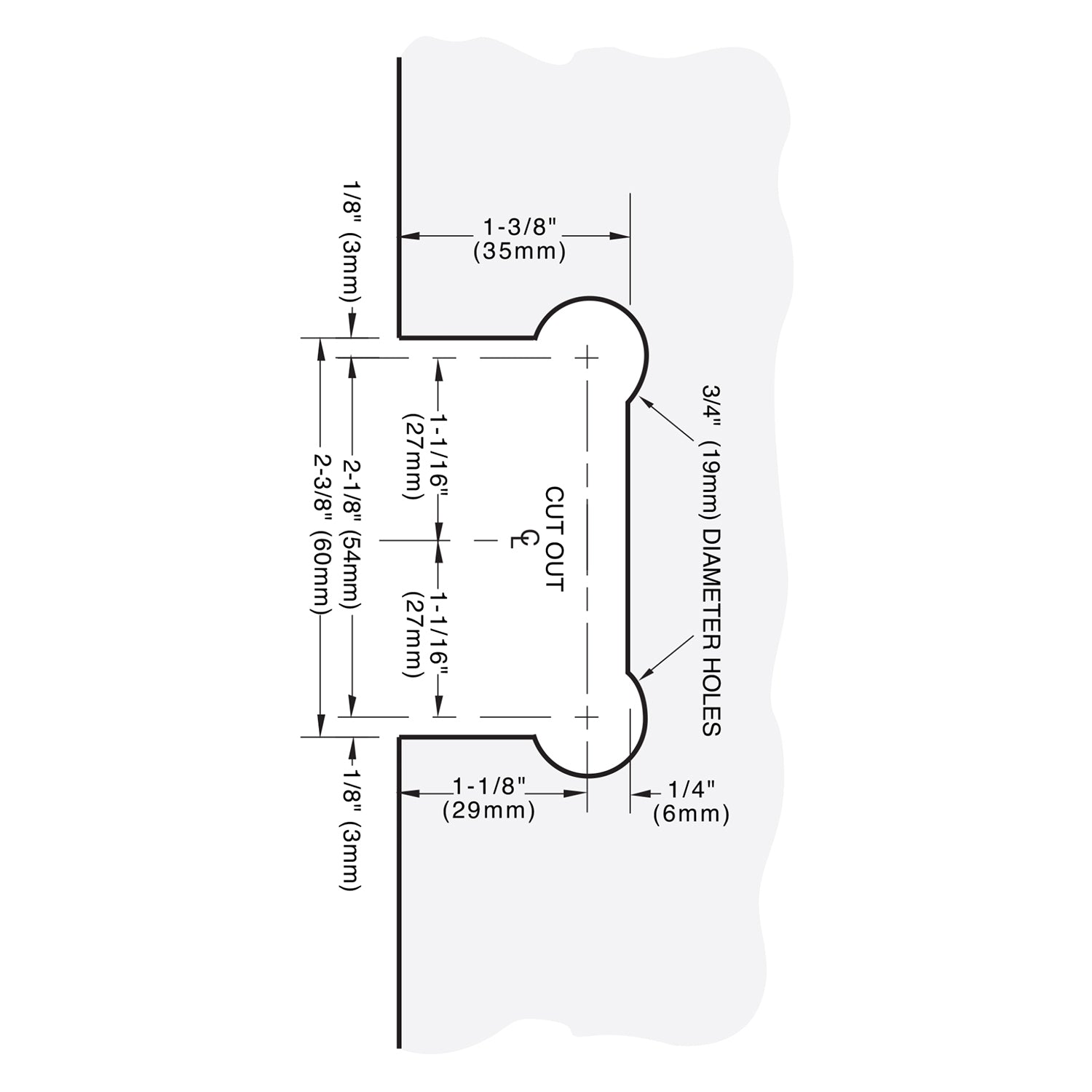 CRL Classique 044 Series Wall Mount Offset Back Plate Hinge CLA044BN