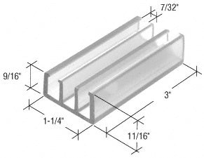 CRL Clear 1 - 1/4" Wide Sliding Shower Door Bottom Guide M6089