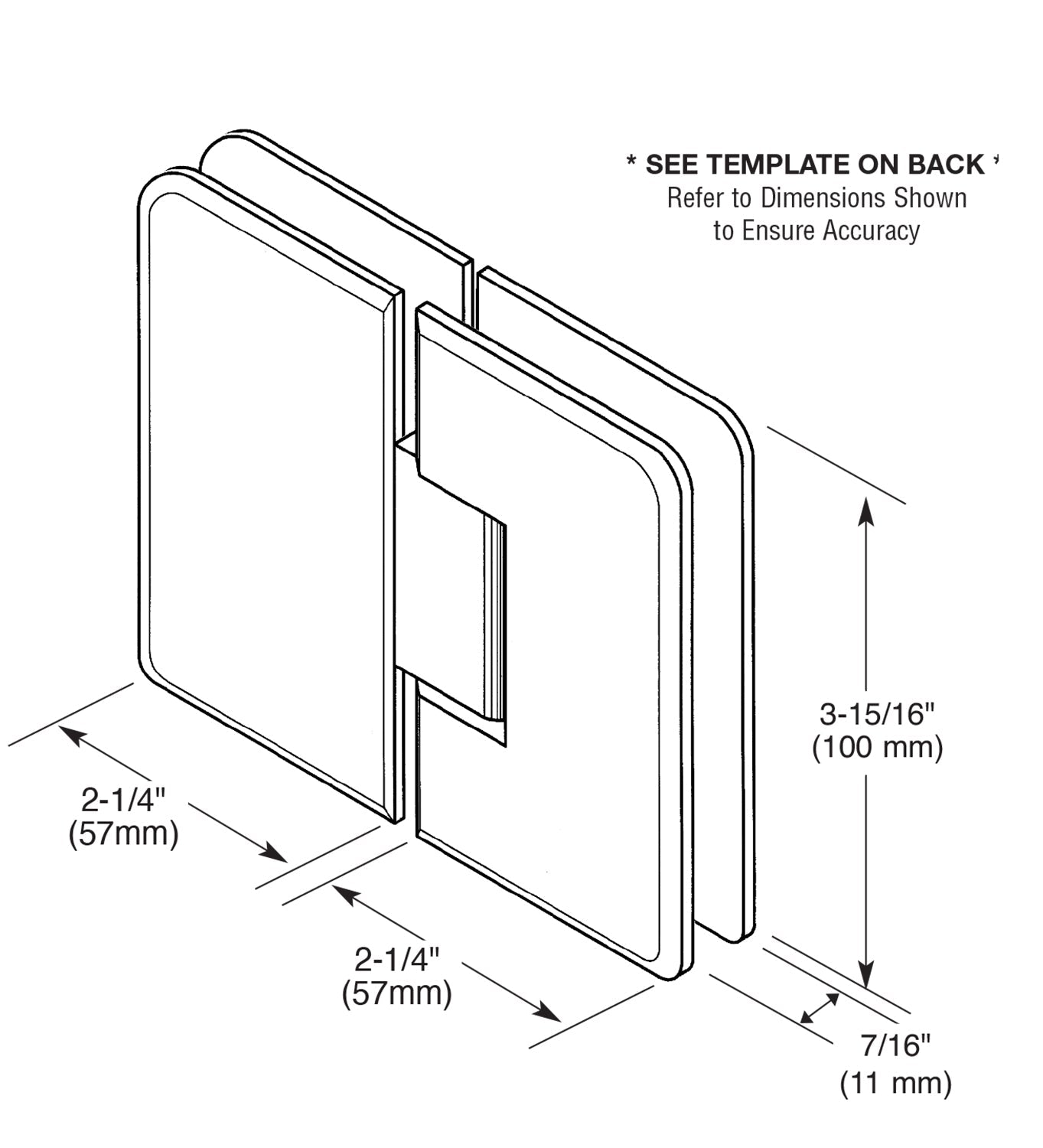 CRL Cologne 380 Series Adjustable 180º Glass - to - Glass Hinge C0L380BN