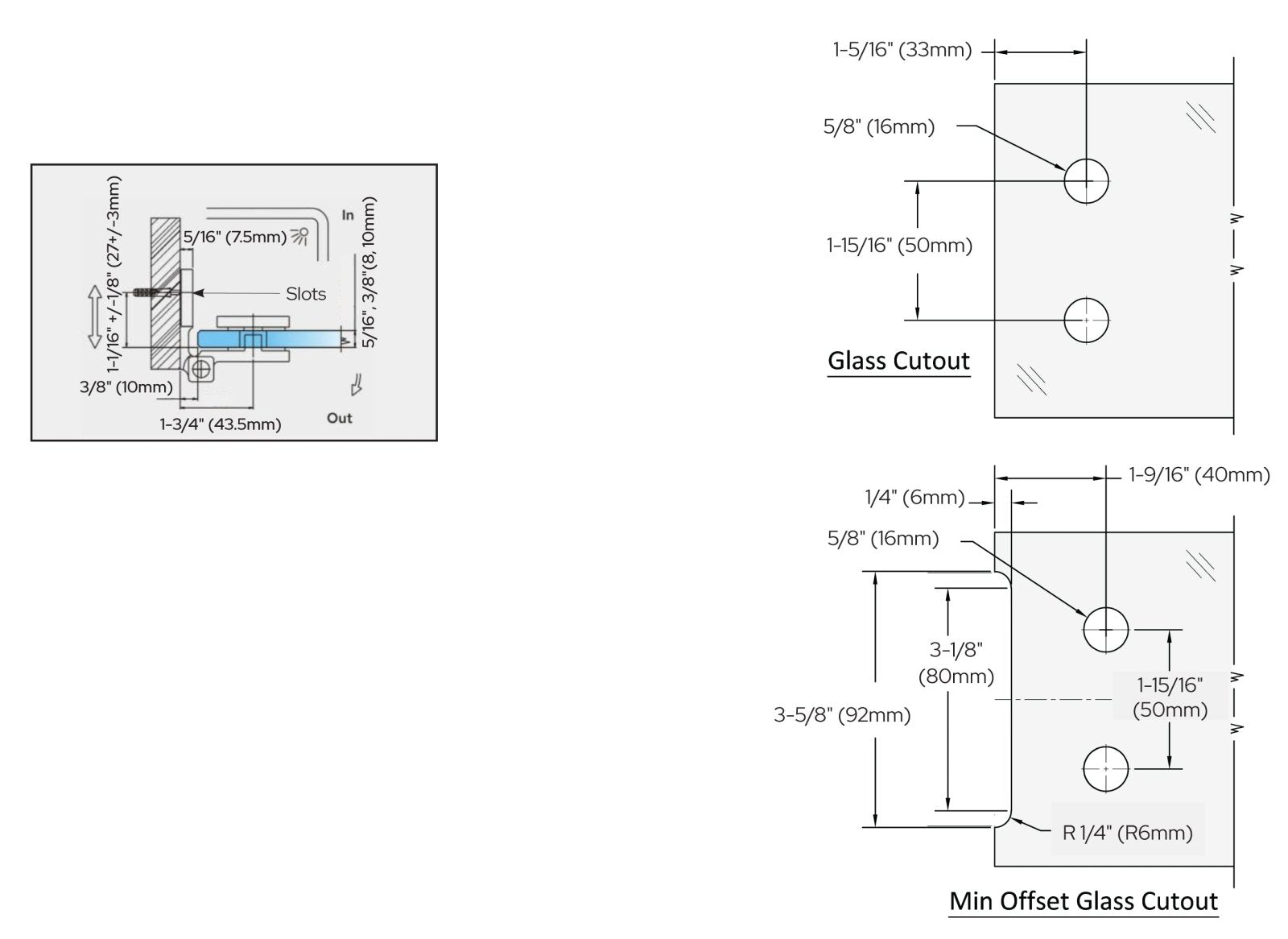 CRL Como Series Wall Mount Outswing Hinge C0M044BN