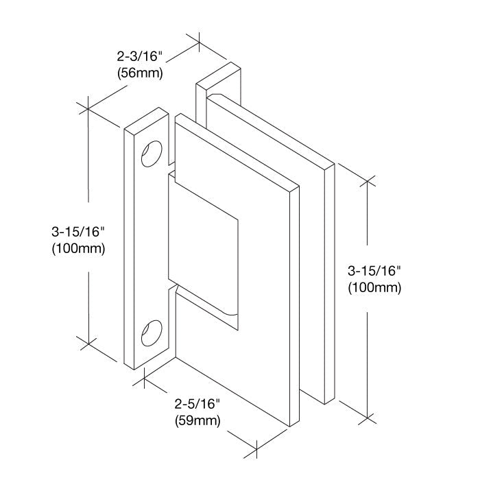 CRL CRL Vienna 037 Series Wall Mount 'H' Back Plate Hinge V1EH0370RB