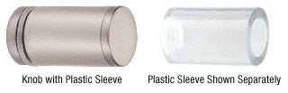 CRL Cylinder Style Single - Sided Shower Door Knob With Plastic Sleeve SDKP212BN