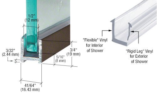 CRL Dry Glaze U - Channel With Vinyl DUC380RB