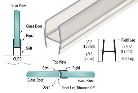 CRL Extra Soft Fin H Seal Bottom Seal and Side Seal for 3/8" Glass P375HWS - CCP22