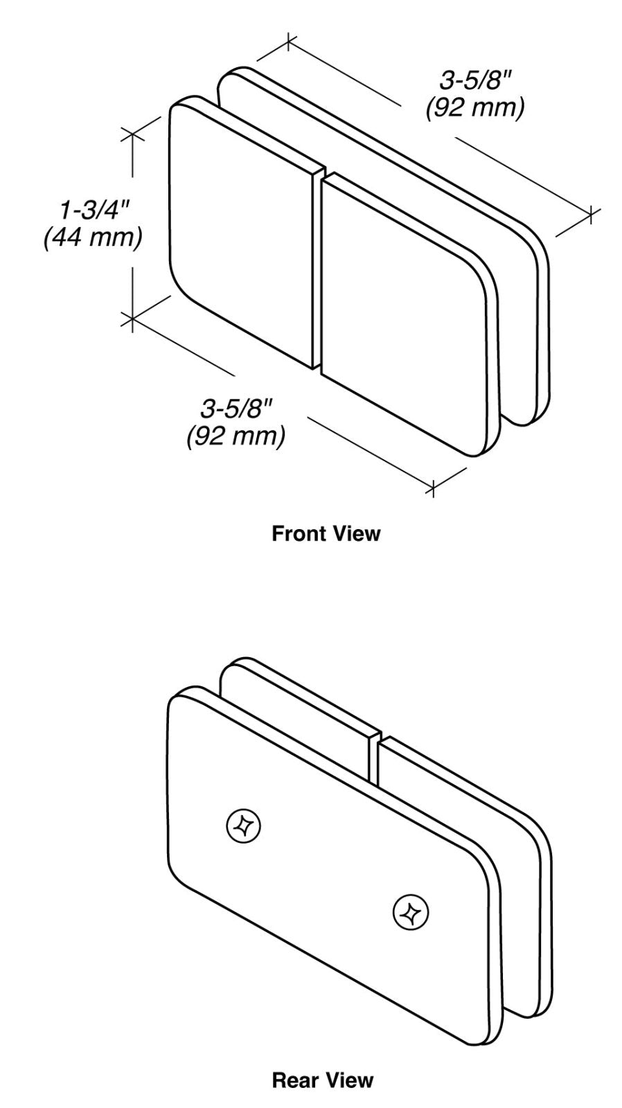 FHC FHC 180 Degree Clamp Square Edge Standard - Matte Black CSN184MBM