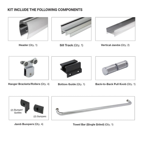 FHC FHC 72" X 84" Premium Shower Door Sliding Kit For 3/8" Glass PDK3872BN