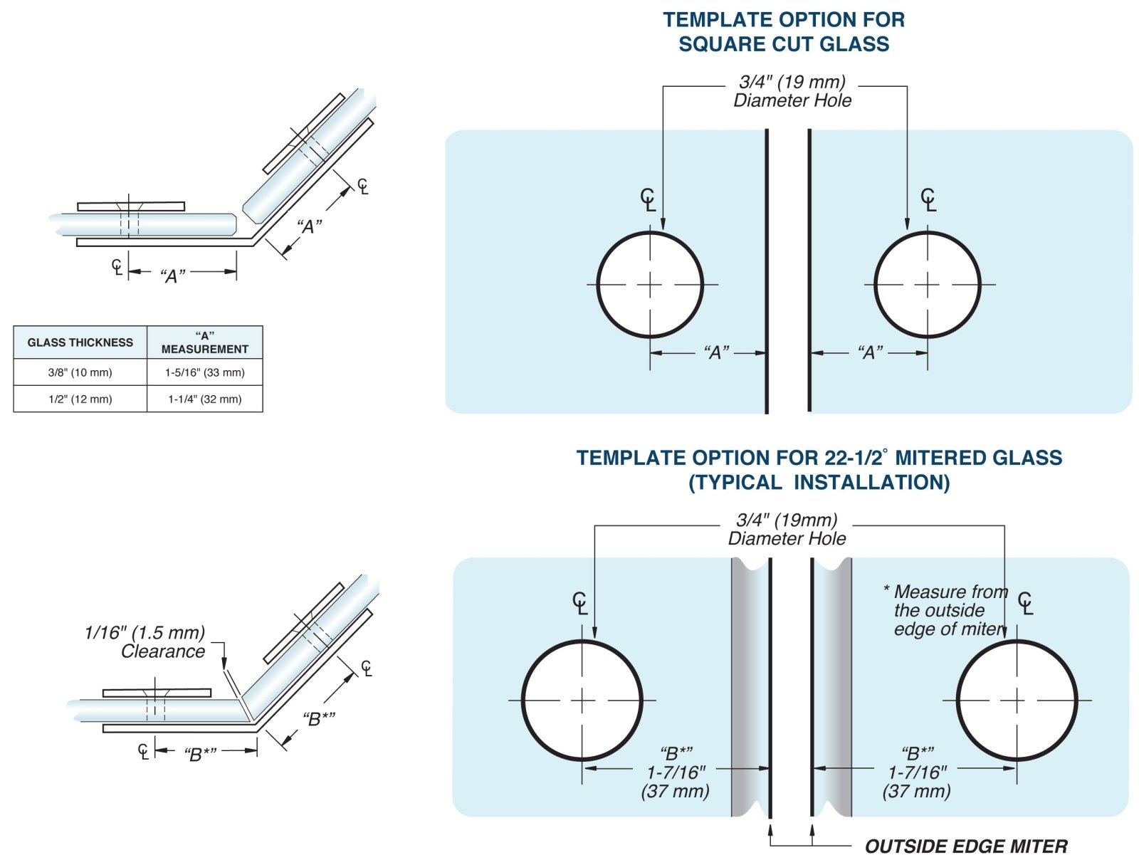 FHC FHC Beveled 135 Degree Glass - To - Glass Clamp CBU135BN