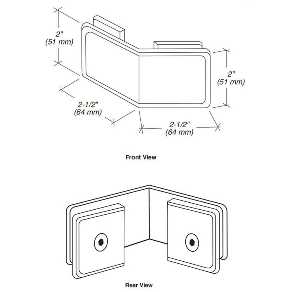 FHC FHC Beveled 135 Degree Glass - To - Glass Clamp CBU135BN