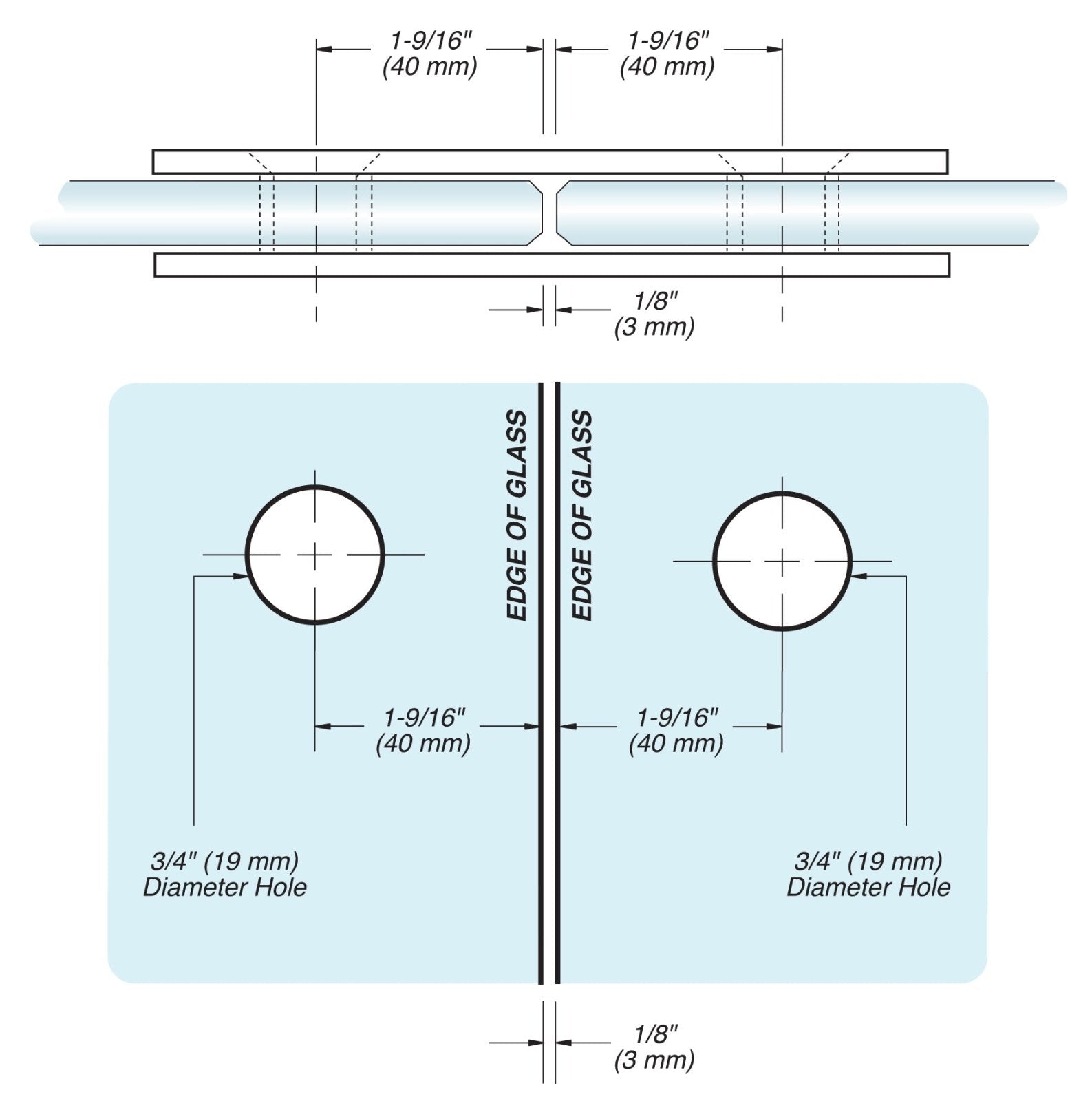 FHC FHC Beveled 180 Degree Glass To Glass Clamp CBU180BN