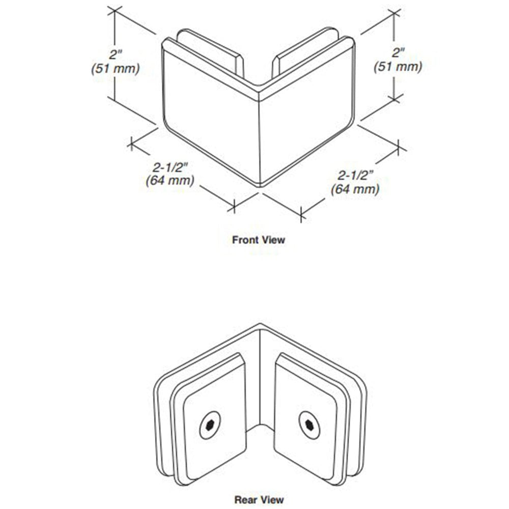 FHC FHC Beveled 90 Degree Glass Clamp CBU90BN