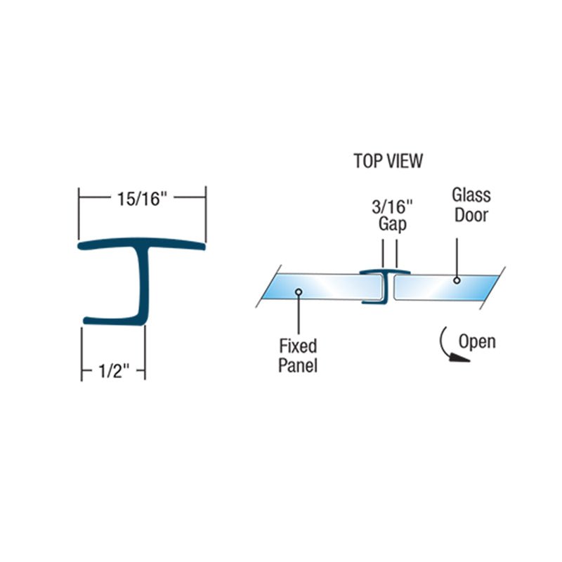 FHC FHC Black "H" Jamb Water Seal In Line Panel (Hard Leg) BJSH38