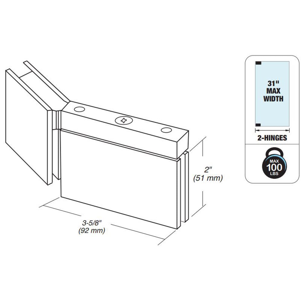 FHC FHC Cambria 135 Degree Glass - To - Glass Square Pivot Hinge CAM0735LBN