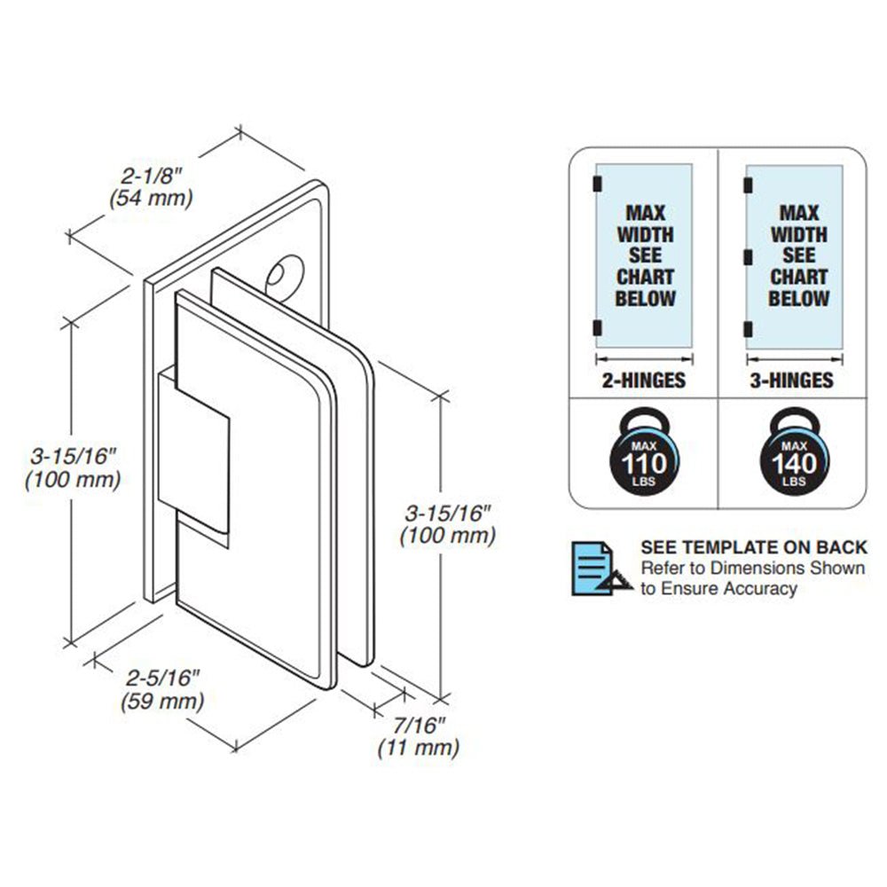 FHC FHC Carolina Beveled 5 Degree Positive Close Offset Back Plate Wall Mount Hinge CLN05BN