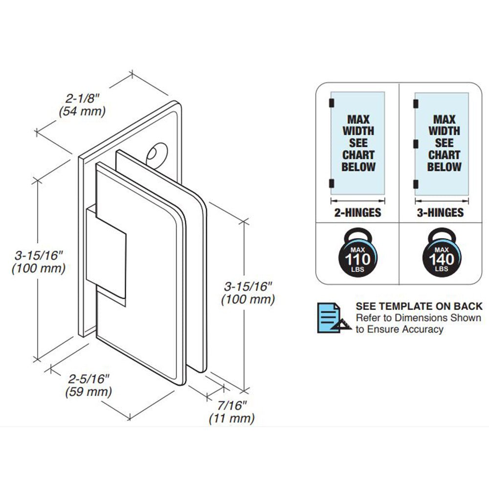 FHC FHC Carolina Beveled Adjustable Wall Mount Hinge Full Offset Back Plate CLNA02CH