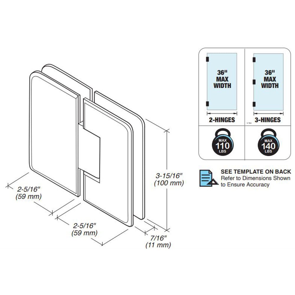 FHC FHC Carolina Beveled Glass To Glass 180 Degree Hinge CLN180BN