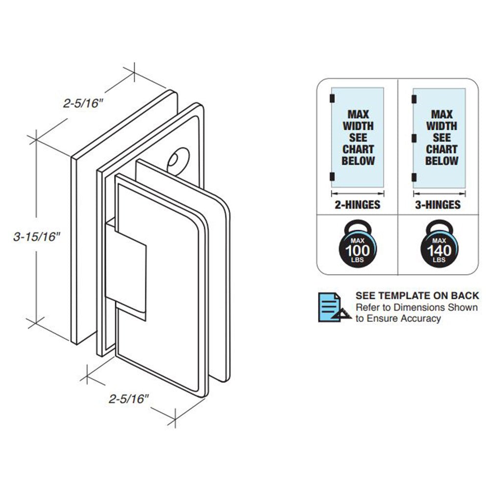 FHC FHC Carolina Beveled Glass To Glass 90 Degree Hinge CLN90BN