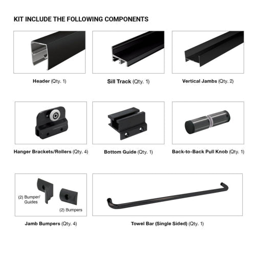 FHC FHC Classic Series Tub Door Sliding Kit For 1/4" Glass 60" X 72" CDK14BN