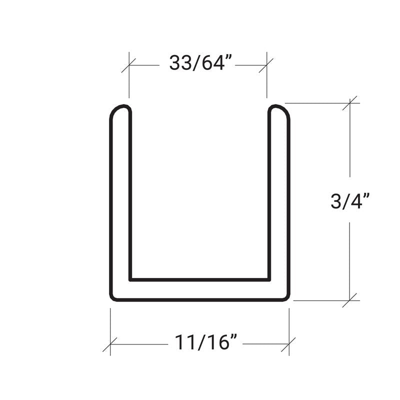 FHC FHC Classic U - Channel For Glass - 95" Long SUCD38BN