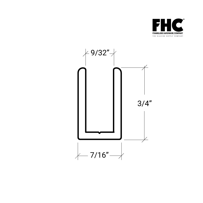 FHC FHC Classic U - Channel For Glass - 95" Long SUCD38BN