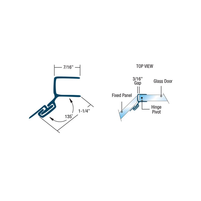 FHC FHC Clear 135 Degree Door Jamb Seal for 3/8" Glass - 95" Long C135DJ
