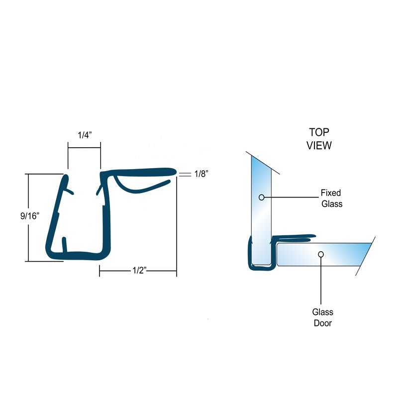 FHC FHC Clear 90 Degree Side Stike Seal For 3/8" Glass CJS9038