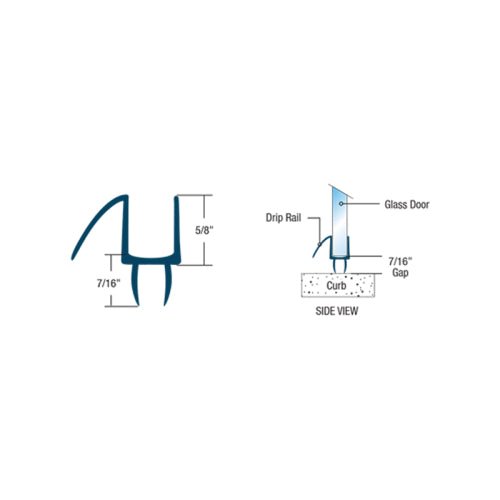 FHC FHC Clear Bottom Wipe Drip Rail For 1/2", 1/4" or 3/8" Glass CBW12