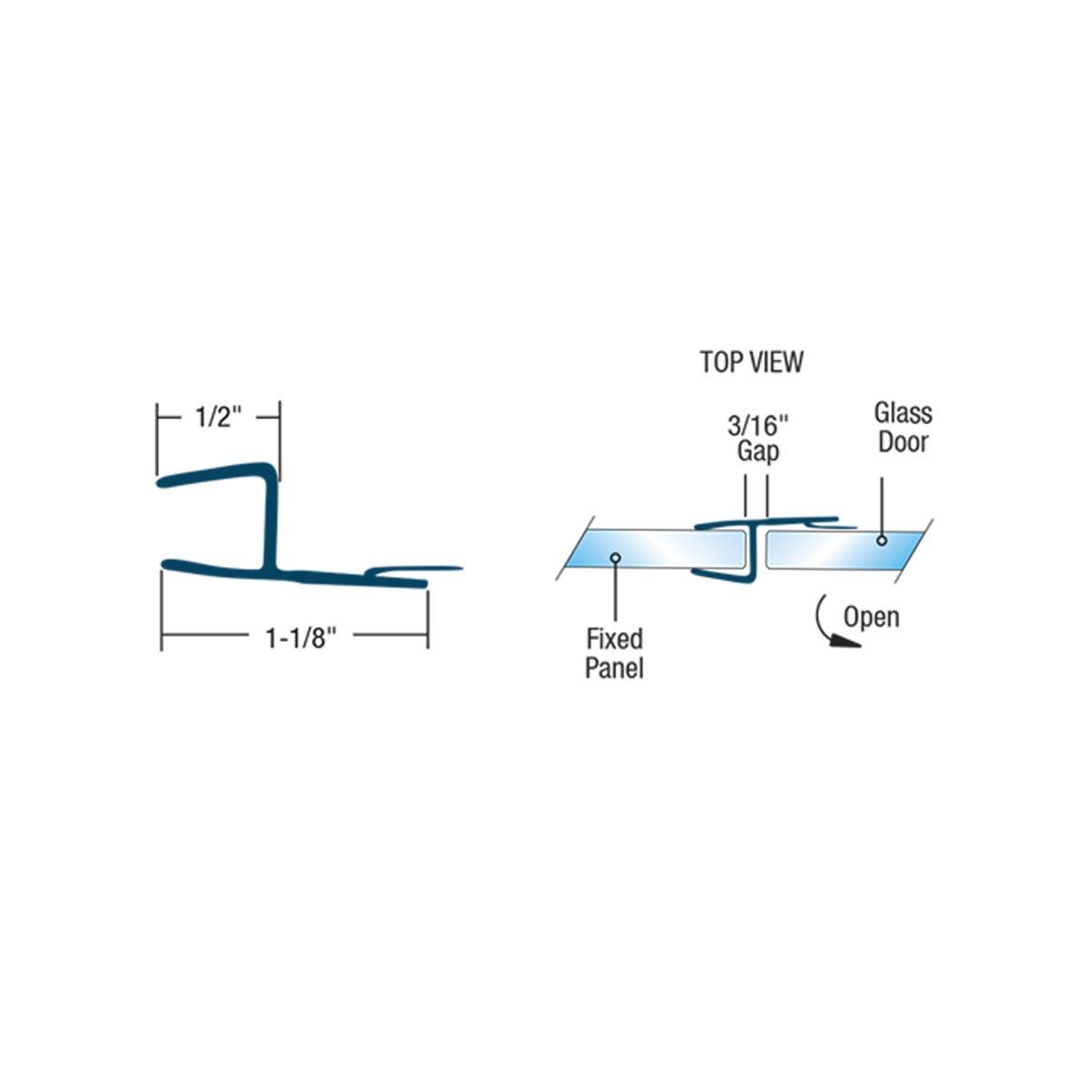 FHC FHC Clear Strike and Door H - Jamb W/Vinyl Insert 180 Degree for 3/8" Glass CJSSD138