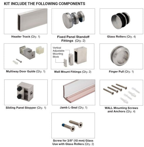 FHC FHC Denali Series 180 Deg Sliding Shower Door Kit DEN180BS