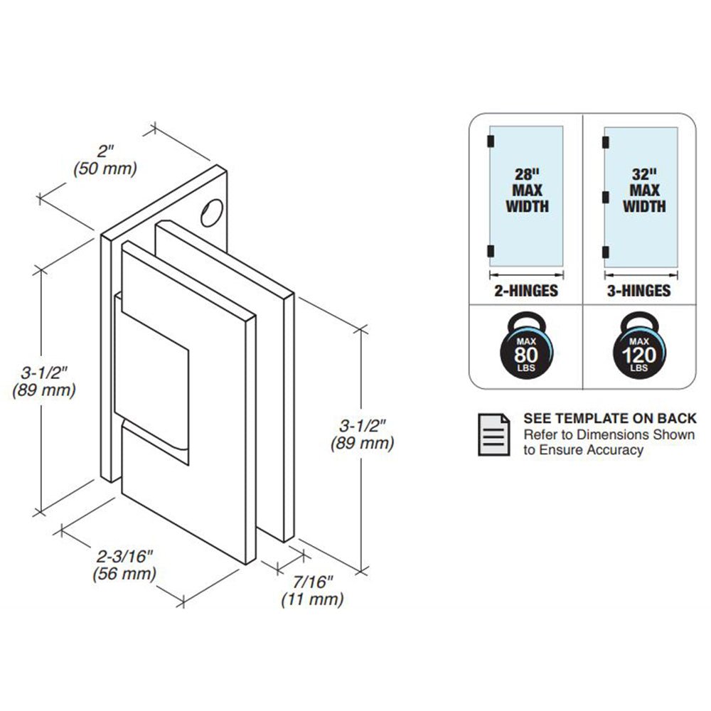 FHC FHC Glendale Adjustable Square Wall Mount Hinge Full Offset Back Plate GLENA05BN