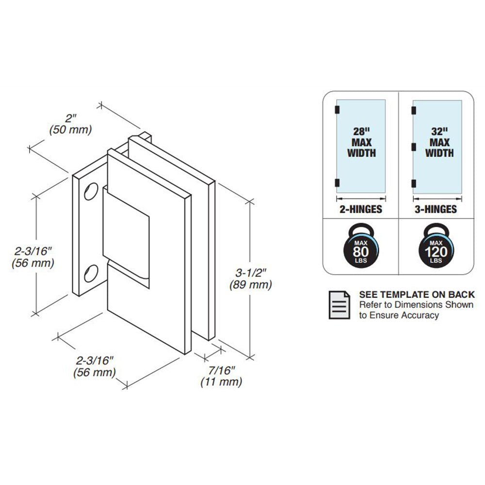 FHC FHC Glendale Adjustable Square Wall Mount Hinge Short Back Plate GLENAS2BN