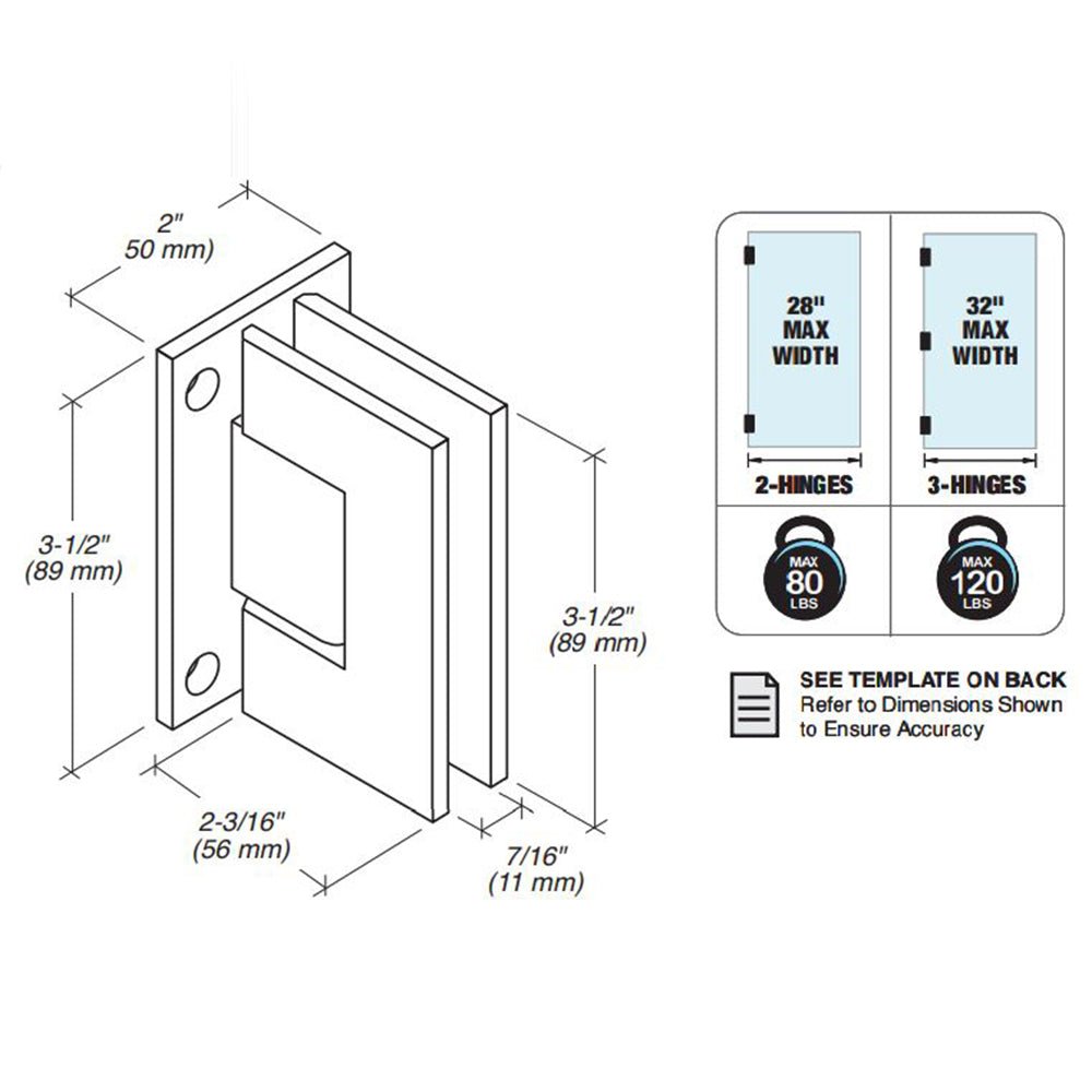 FHC FHC Glendale Adjustable Wall Mount Hinge Full Back Plate GLENA4BN