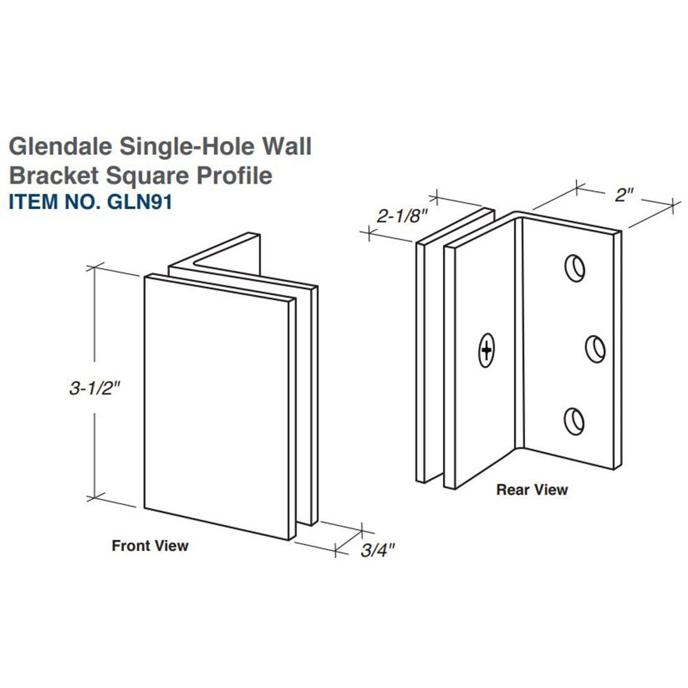 FHC FHC Glendale Glass Clamp Square - Flange Mount GLN91BN