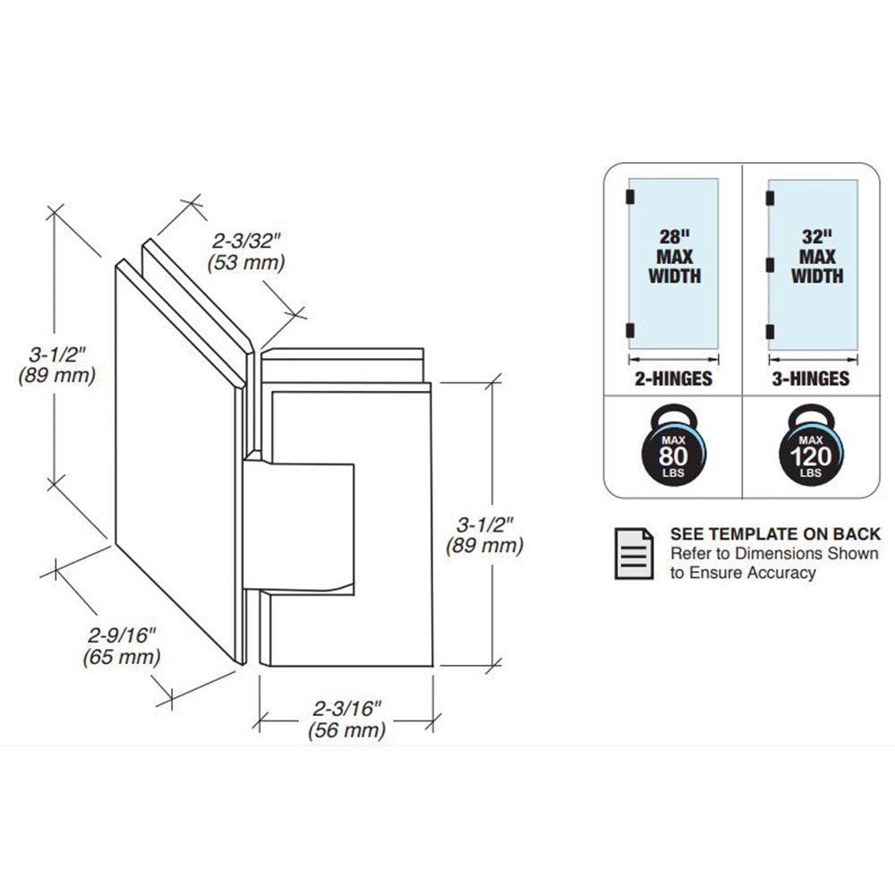 FHC FHC Glendale Series 135 Degree Glass To Glass Hinge GLEN135BN