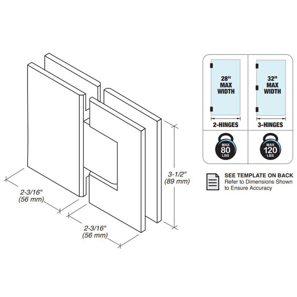 FHC FHC Glendale Series 180 Degree Glass To Glass Hinge GLEN180BN