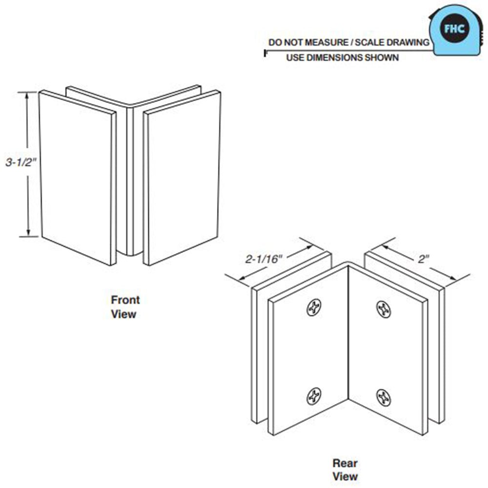 FHC FHC Glendale Series 90 Degree Glass - To - Glass Bracket GLN1090BN