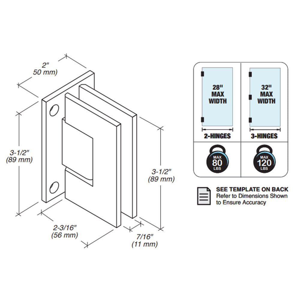 FHC FHC Glendale Series Wall Mount Hinge - Full Back Plate GLENF1BN