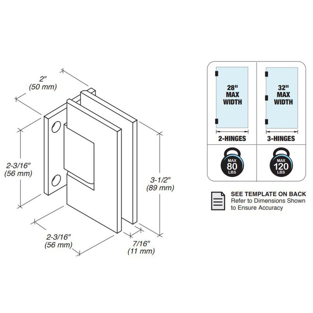 FHC FHC Glendale Series Wall Mount Hinge - Short Back Plate GLENS2BN