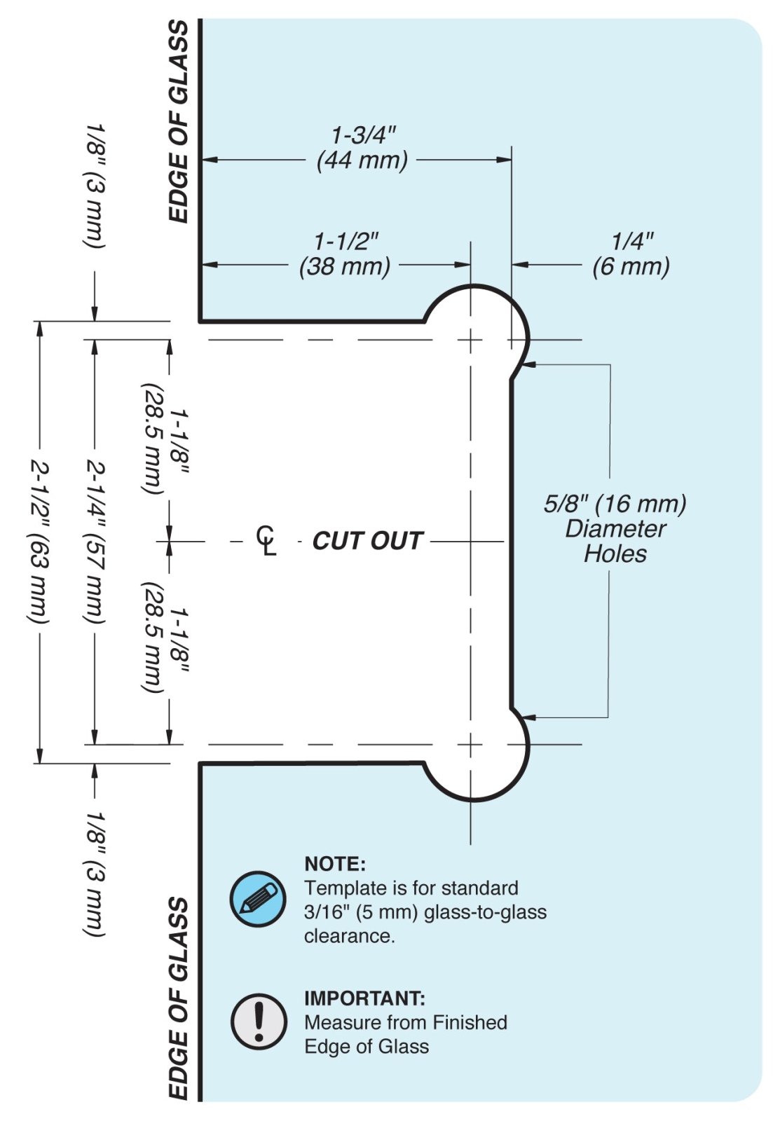 FHC FHC Glendale Square 5 Degree Positive Close Glass To Glass 180 Degree Hinge GLEN580BN