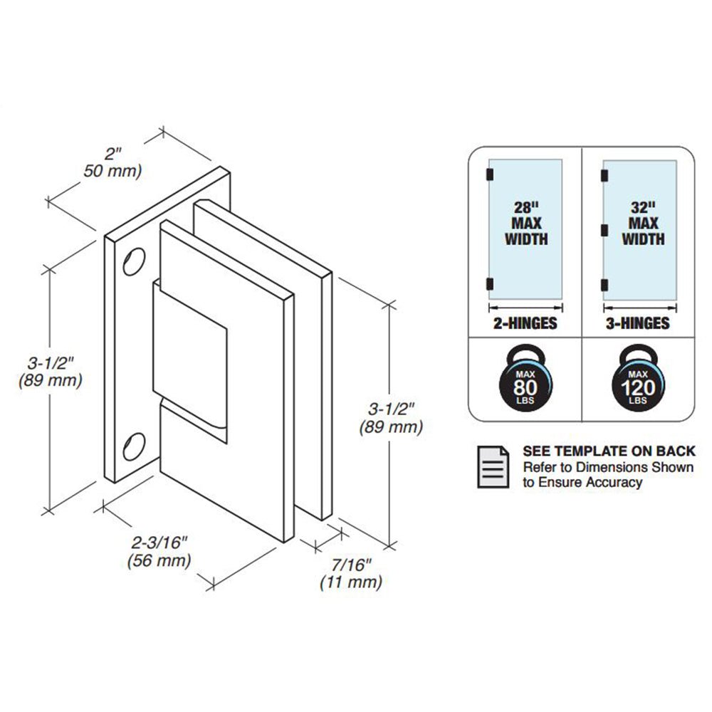 FHC FHC Glendale Square 5 Degree Positive Close Wall Mount Hinge Full Back Plate GLENF5BN