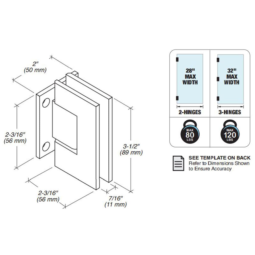 FHC FHC Glendale Square 5 Degree Positive Close Wall Mount Hinge Offset Back Plate GLENS5BN