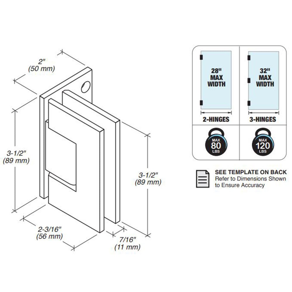 FHC FHC Glendale Square 5 Degree Positive Close Wall Mount Offset Back Plate GLEN05BN