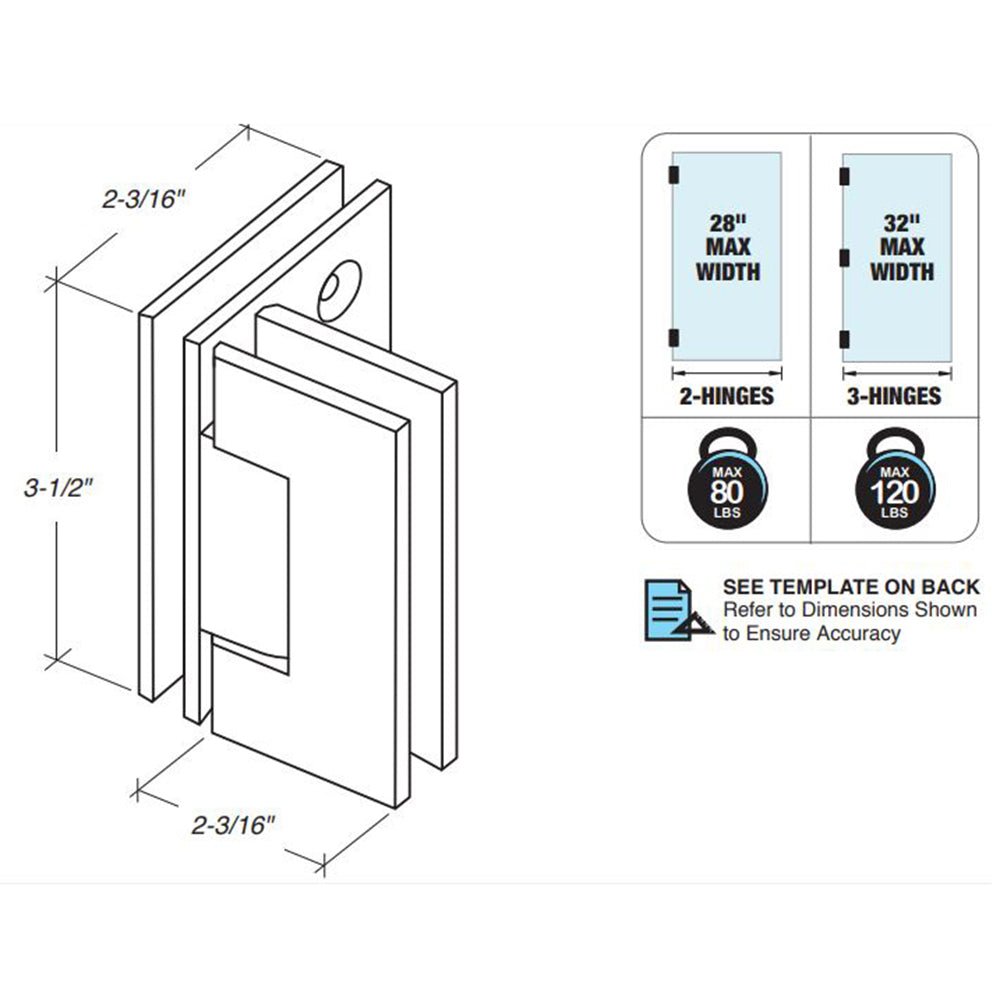 FHC FHC Glendale Square Glass To Glass 90 Degree Hinge GLEN90BN