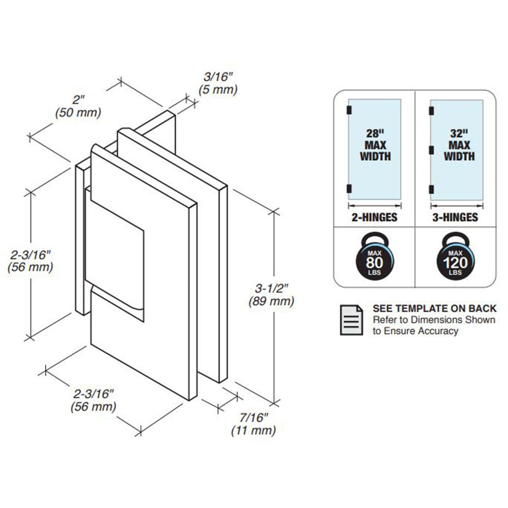 FHC FHC Glendale Square Wall Mount Offset Short Back Plate Hinge GLEN06BN