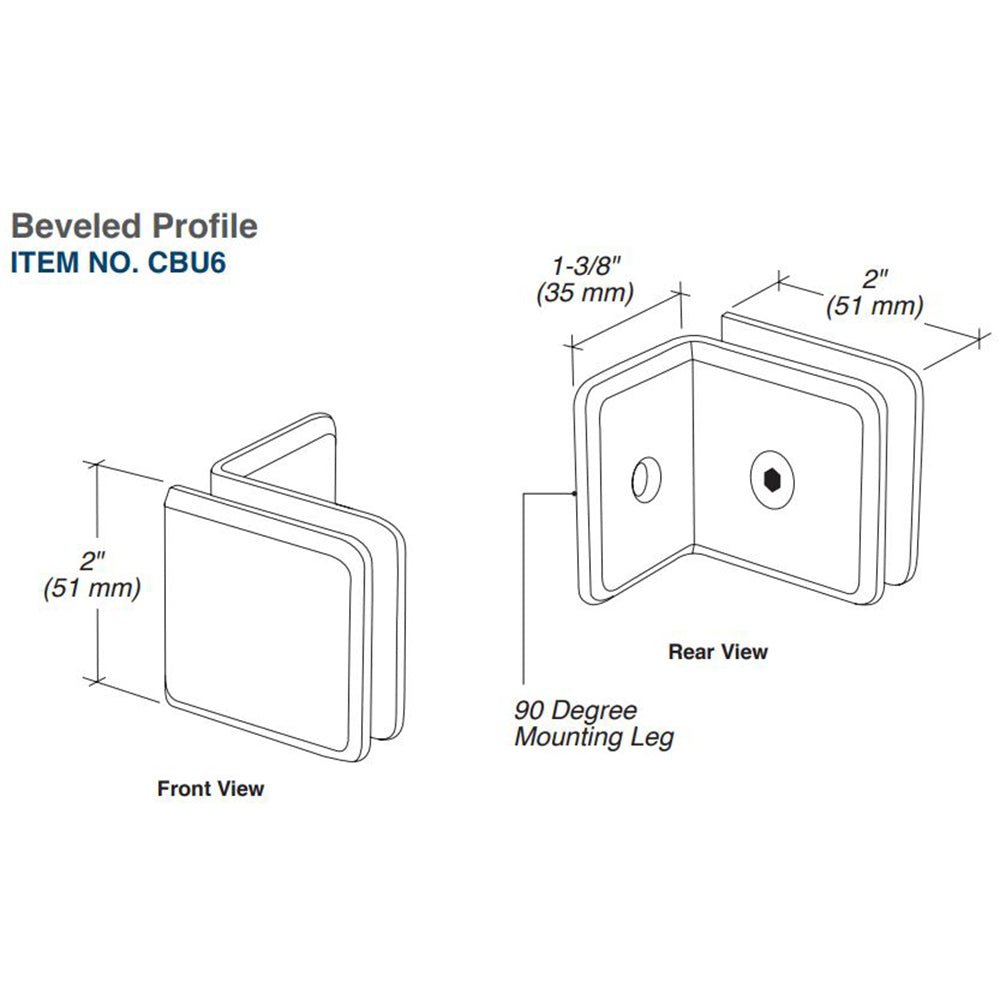 FHC FHC HD Beveled Wall Mount Clamp With 90 Degree Mounting Leg CBU6BN