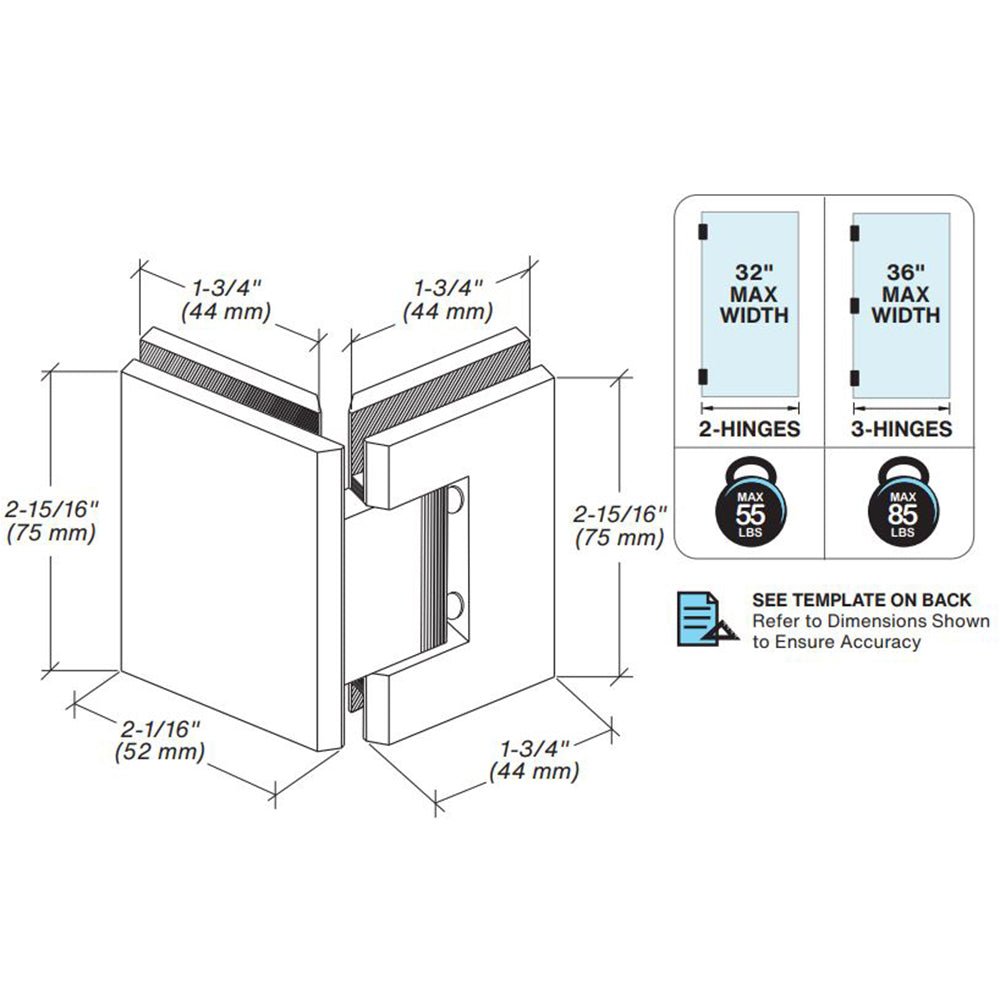 FHC FHC Jr Glendale 135 Degree Glass - To - Glass Hinge For 1/4" Glass JRGLEN135BN