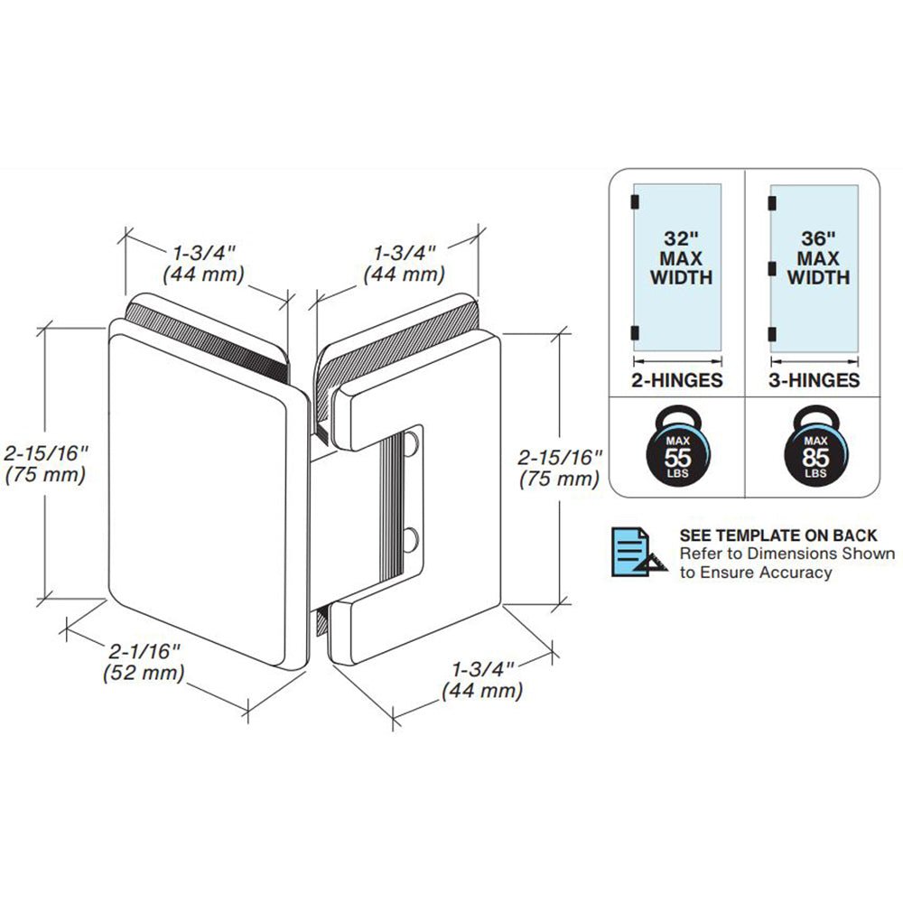 FHC FHC Jr Preston 135 Degree Glass - To - Glass Hinge For 1/4" Glass JRPRES135BN