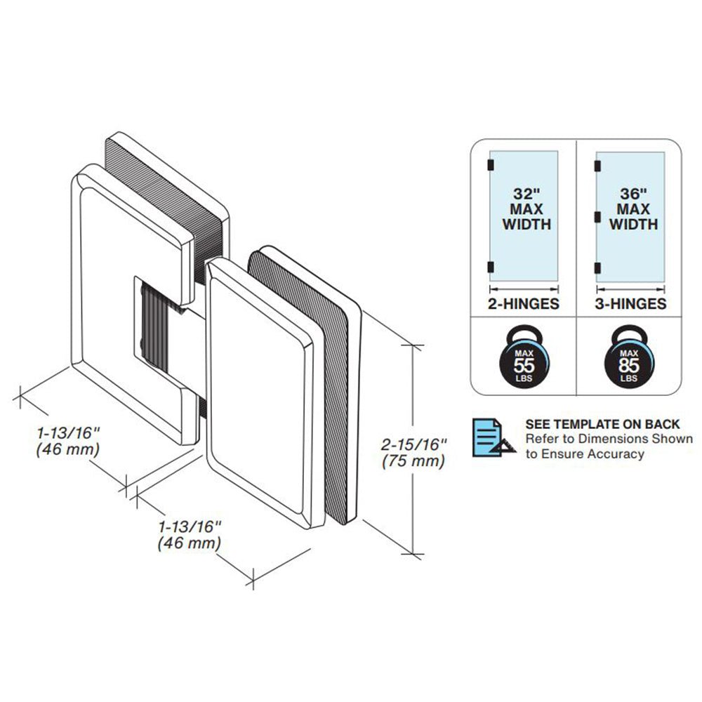 FHC FHC Jr Preston 180 Degree Glass - To - Glass Hinge For 1/4" Glass JRPRES180BN