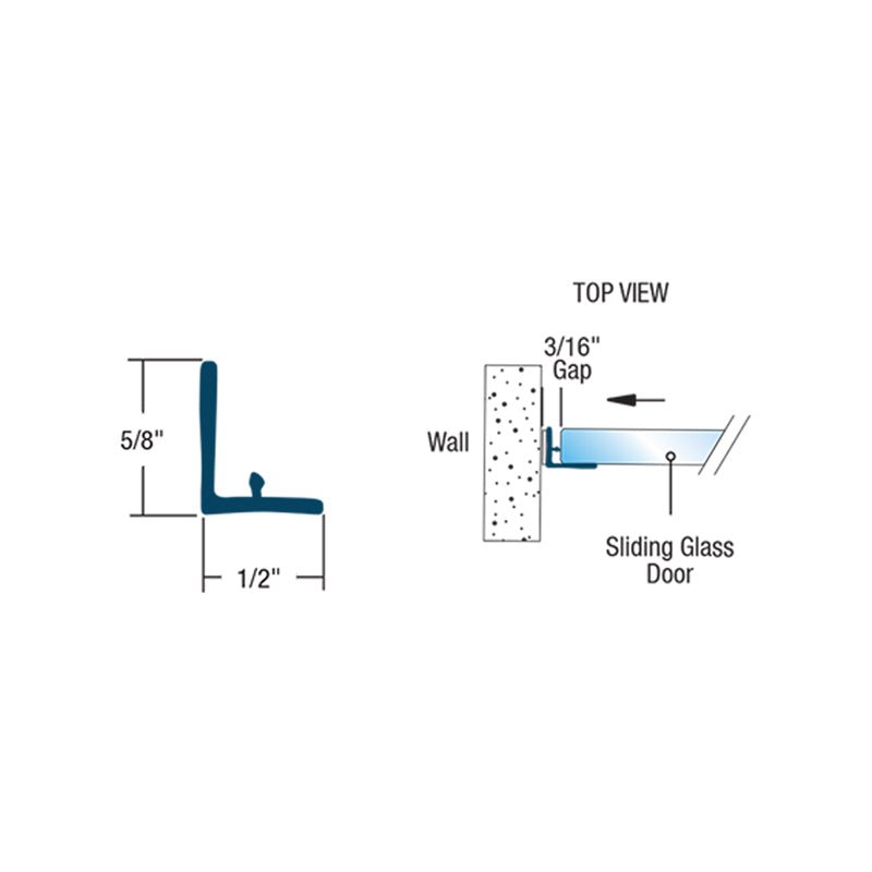 FHC FHC L - Shape Jamb Seal Bumper for 3/8" and 1/2" - 95" Long CLSB3812