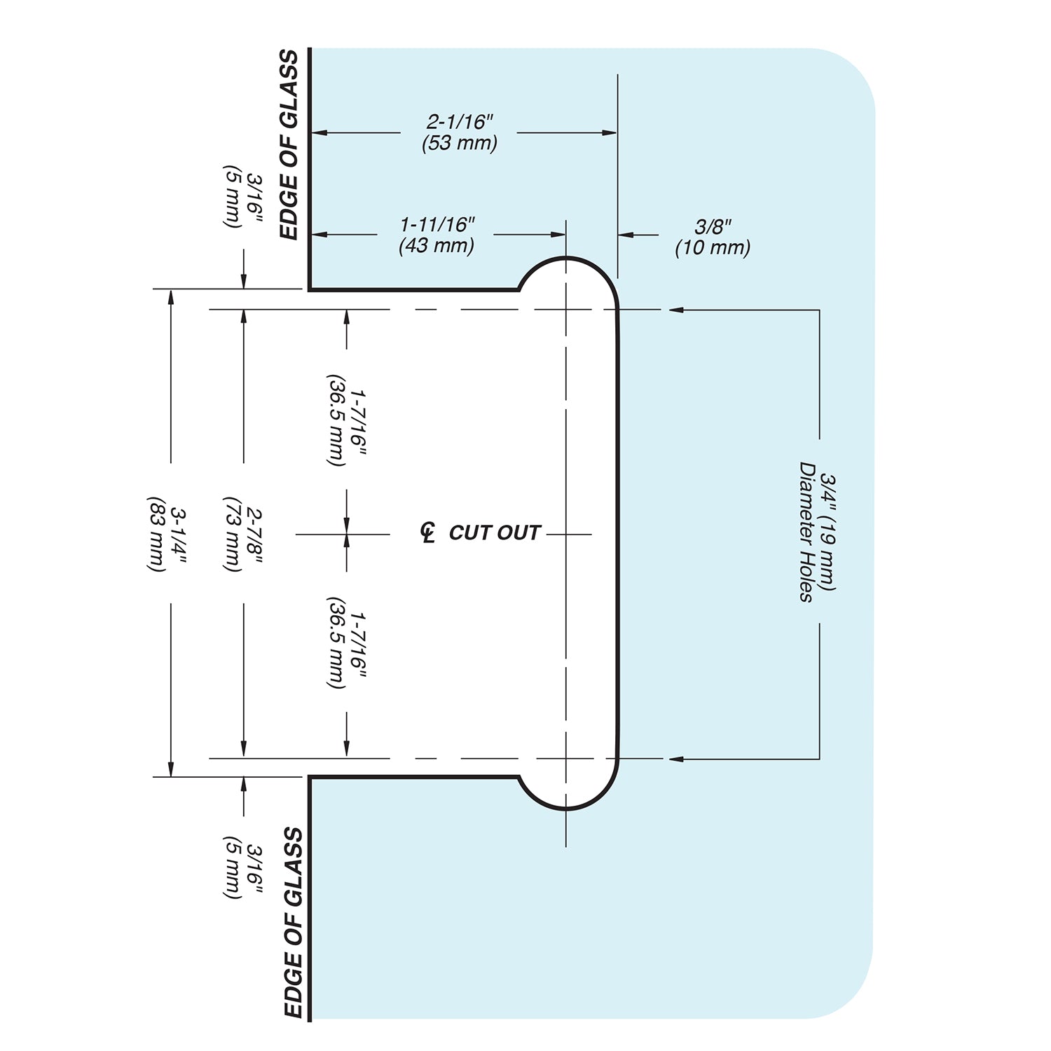 FHC - FHC Pasadena HD Wall Mount Hinge - Full Back Plate - PASF1BN